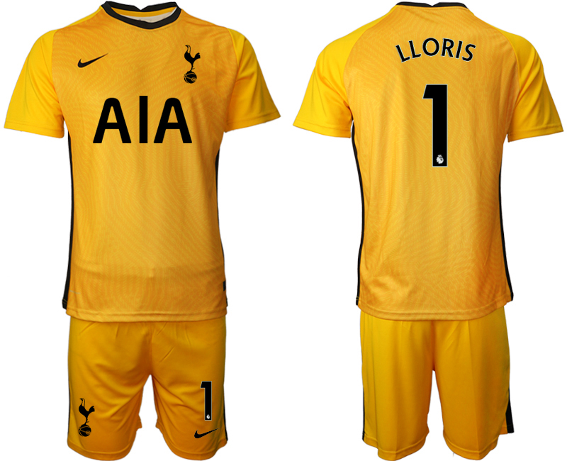2021 Men Tottenham Hotspur yellow goalkeeper #1 soccer jerseys